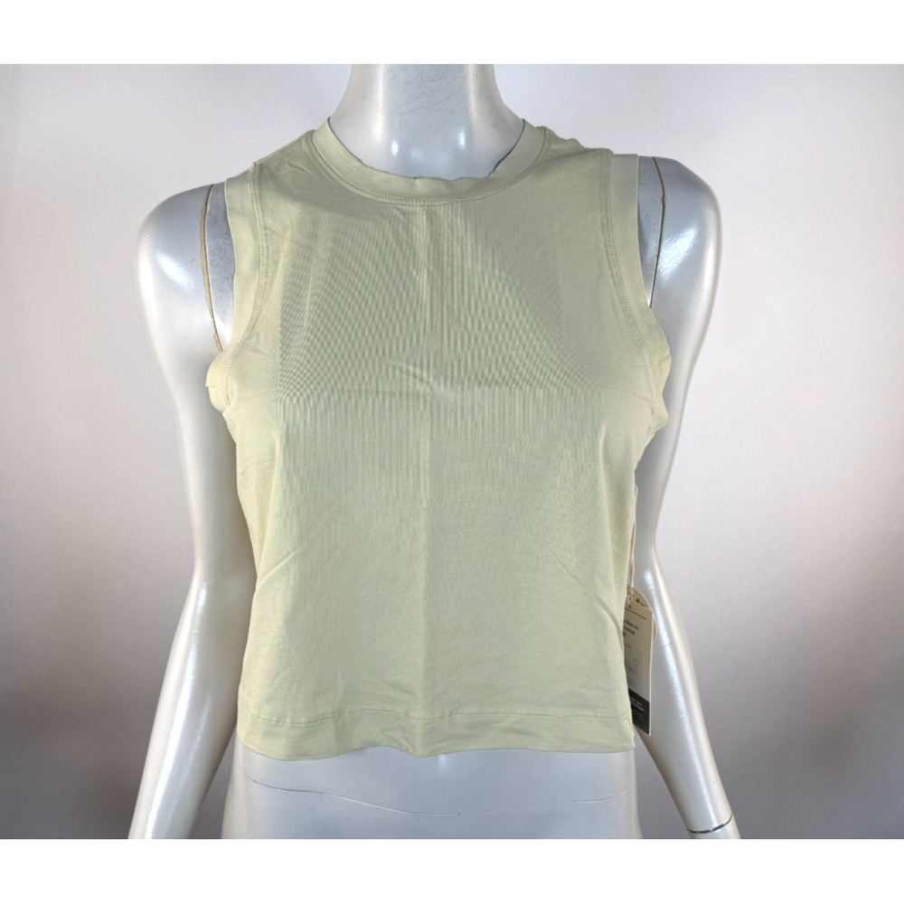 Vuori Feather Crop Tank Top Women XS NWT Stretch Cotton Performance YellowVW1119